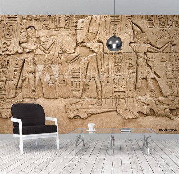 Picture of Hieroglyphic of pharaoh civilization in Karnak temple Egypt